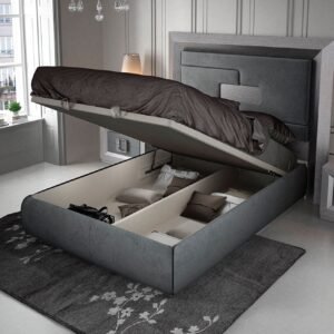 ESF Furniture Enzo 2 Drawers Nightstand in Silver Finish